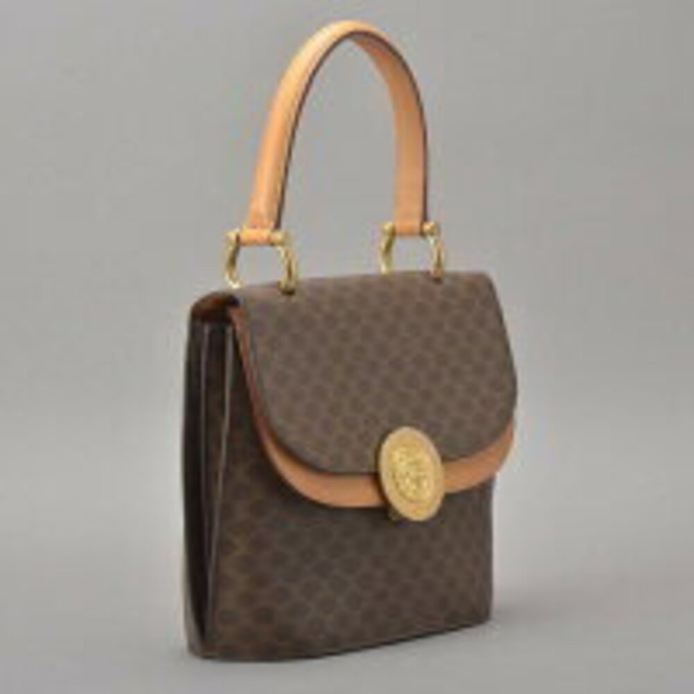 Celine handbag motif top Macadam leather globe handles brown - Picture 3 of 8
